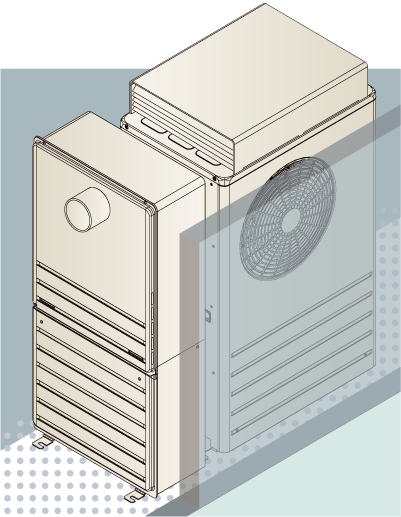 壁タイプの側方排気カバー付き設置のイメージ図