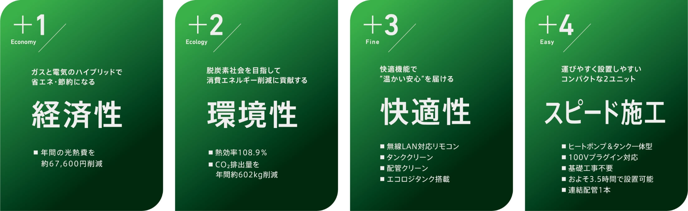 経済性、環境生、快適性、スピード施工