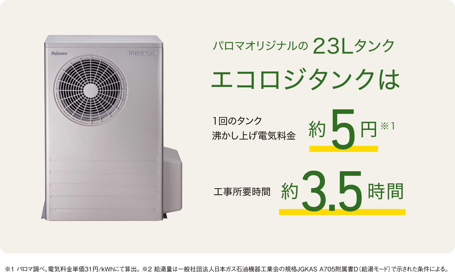 23Lタンクエコロジタンクの電気料金説明