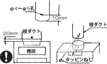 排気ダクト接続工事 接続口径 図表